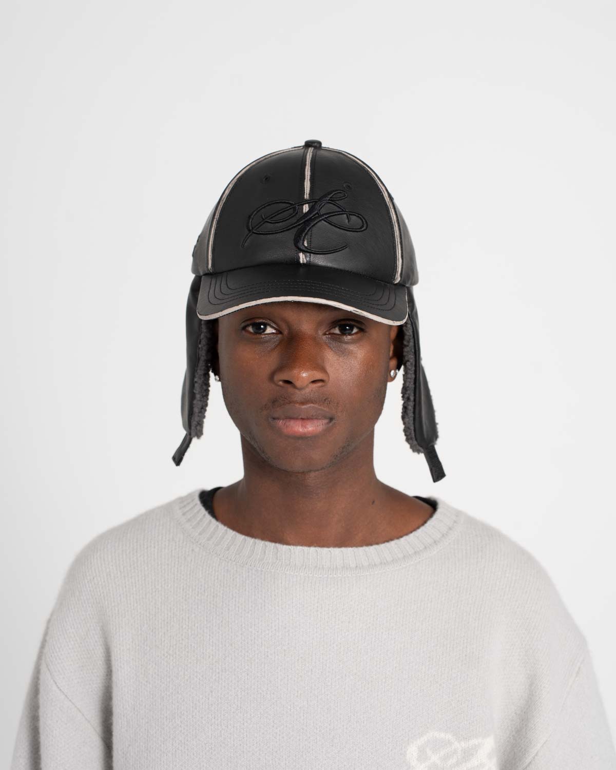 Dog-Ear Cap Black Faux-Leather